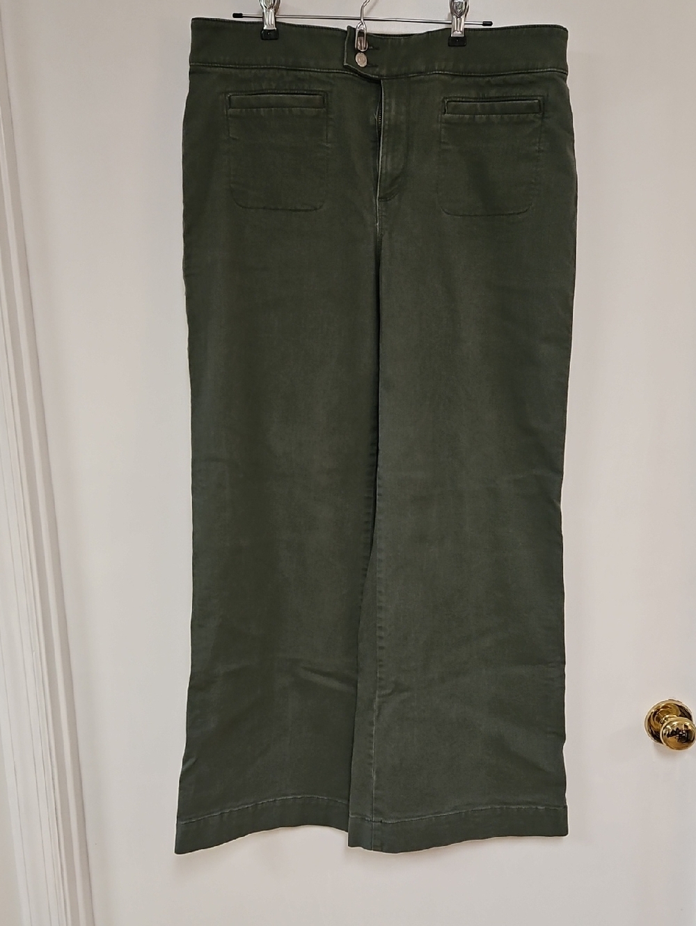 LOFT Olive Green Wide-Leg Trousers